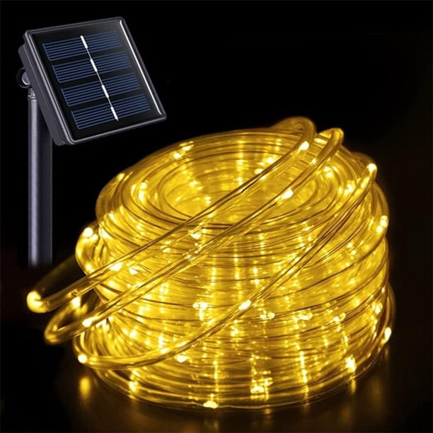 Manguera de Luz Led para Exterior, Luces LED 10M 100 LED 8 Modos, Luces Solares para Exterior Funciona con Energía Solar, Tubo de Luz Resistente de PVC para Fiesta, Piscina Blanc