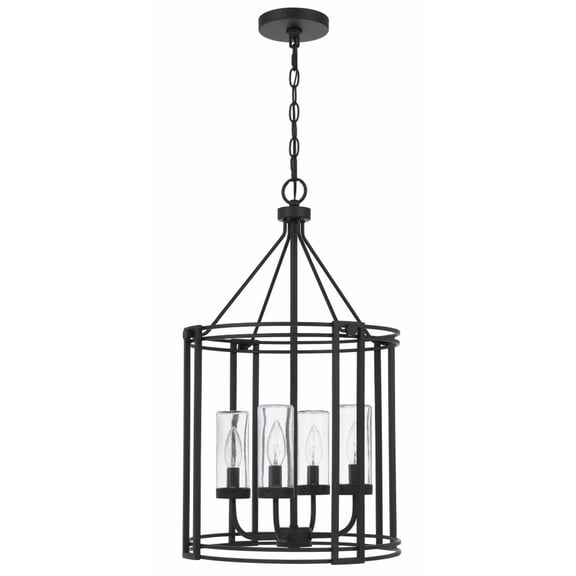 Cal Lighting Luton 4-Light Cage Metal Chandelier in Matte Satin Black