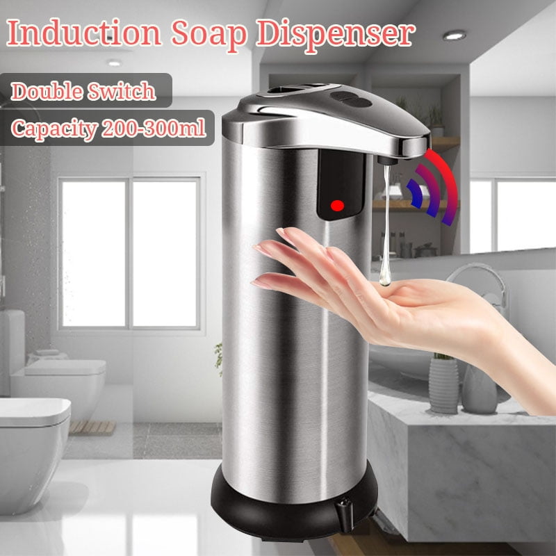 250ml Automatic Soap Dispenser Touchless Double Switch Auto Sensor Soap Dispenser, Fingerprint Resistant Coating, and Waterproof Base