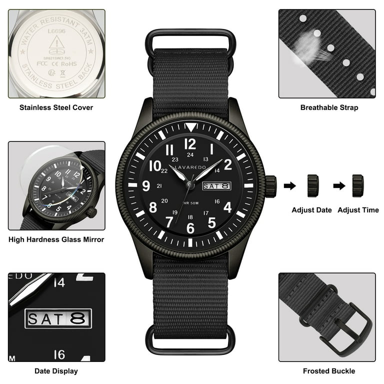 Bomieux Men's Military Sport Watch Nylon Strap Black photo 2