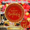 thumbnail image 3 of 24 Pz Plato Cartón Premium Pastelero Happy Birthday Hb Rojo Confeti Oro, 3 of 4