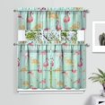 thumbnail image 2 of Kitchen Curtains 36 Inch Short - 3 Panel Set, Flamingo Tropical Bird Print, Rod Pocket Window Curtain, 100% Polyester for Hawaiian Summer Beach Decor, Easy Wash, 2 of 6
