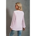 thumbnail image 3 of Anbech Women's Lace Splicing Blouse V Neck Shirt Splice Long Sleeve Loose Casual Solid Color Tops, 3 of 7