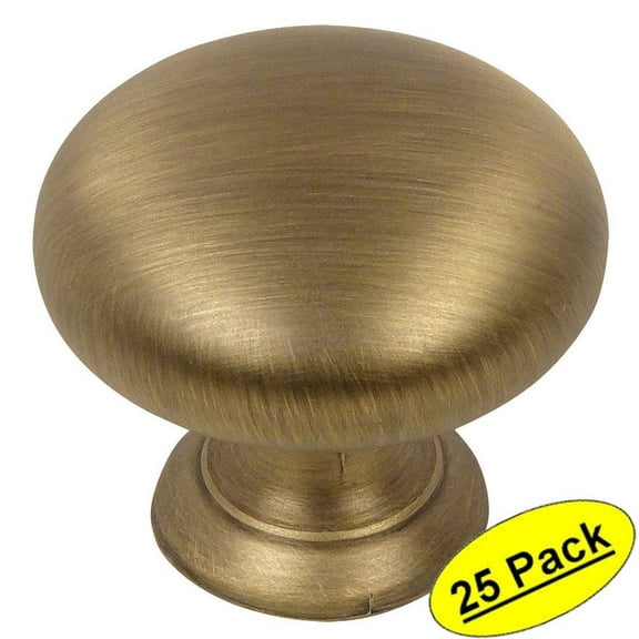 Cosmas 4950BAB Brushed Antique Brass Cabinet Hardware Round Mushroom Knob - 1-1/4" Diameter - 25 Pack