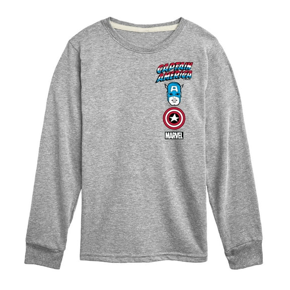 Marvel Captain America - Logo Stack - Toddler and Youth Long Sleeve Graphic T-shirt