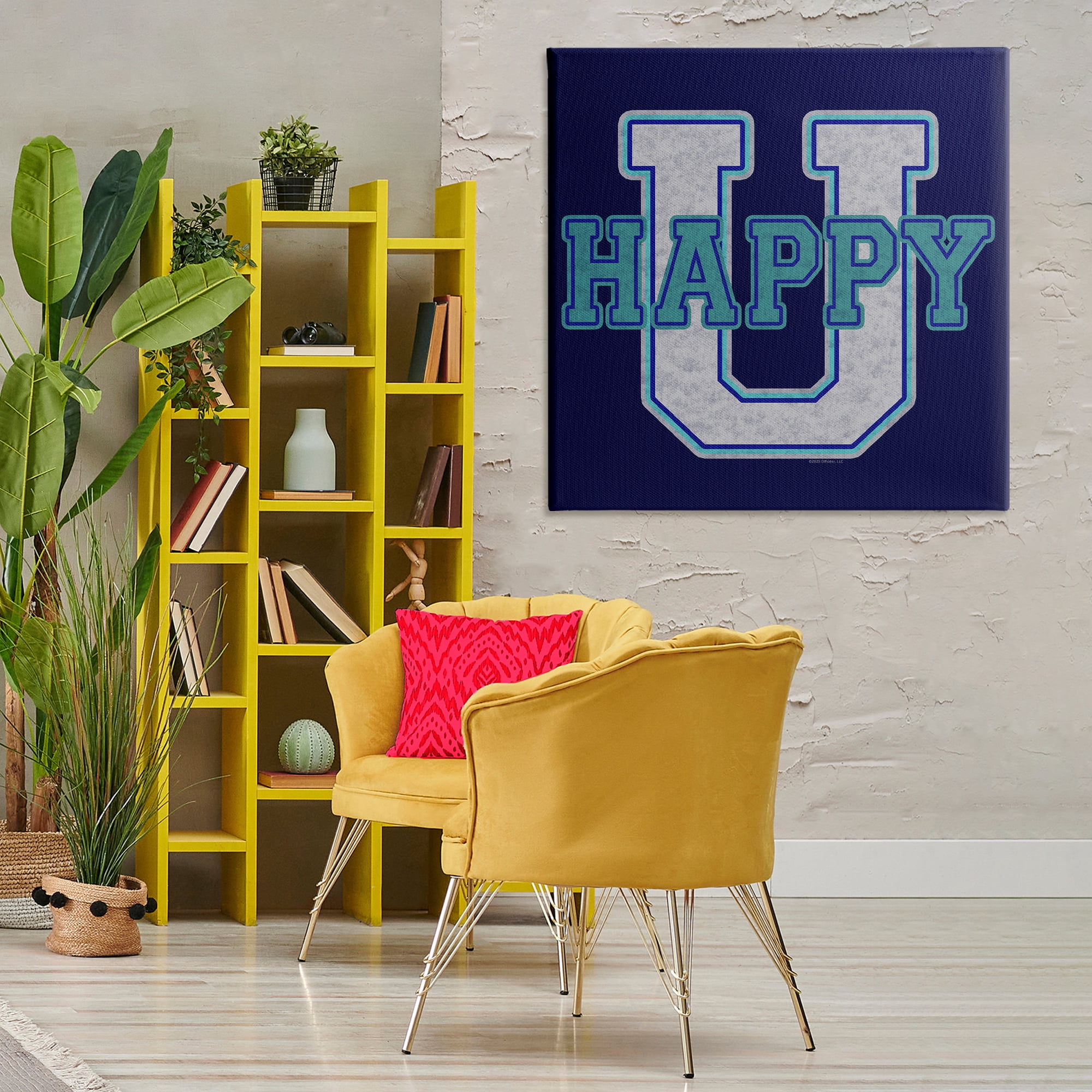 Stupell Industries Happy U Varsity Style Text & Numbers Painting Wrapped Canvas Art Print Wall Art, 36 x 36