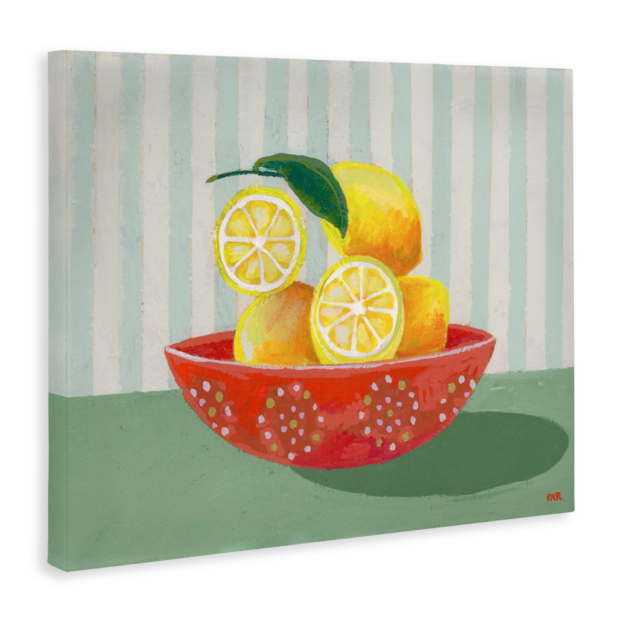 Stupell Industries Sunny Lemons in Red Bowl Canvas Wall Art, design by Rachael Reese