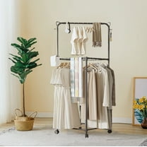 InsCrazy Closet Shelf Rotating Floor Standing Clothes Hanger Dormitory Clothes Rack for Living Room, Bedroom, Office, Home Workshop