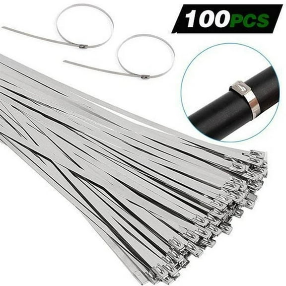 Home Textile Storage,100PCS 304 Stainless Steel Exhaust Wrap Coated Metal Locking Cable Zip Ties