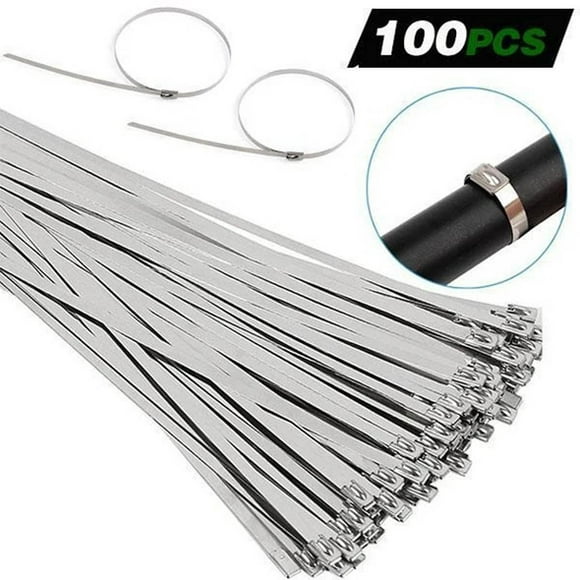 LSLJS 100PCS 304 Stainless Steel Exhaust Wrap Coated Metal Locking Cable Zip Ties, Home Accessories on Clearance