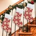 thumbnail image 3 of Ryvnso Christmas Stockings Retro Poinsettia Snowflake 17.7" Large Stocking Decoration 1 Pack, 3 of 7