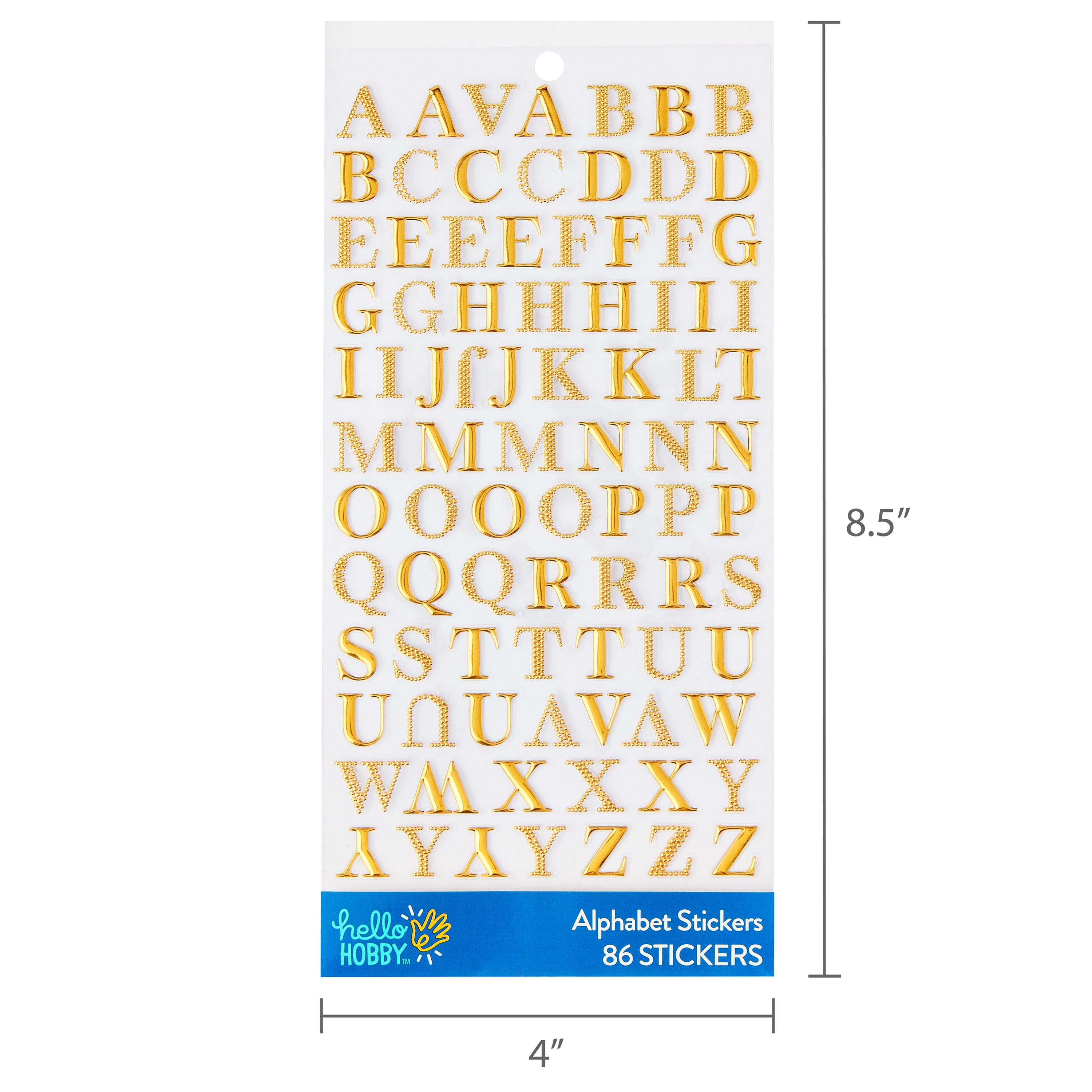 Hello Hobby Small Gold Foil Alphabet Stickers, 86 Count