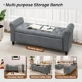 thumbnail image 4 of 65 Inch Bedroom Bench, End of Bed Bench with Storage, Bed Benches for Foot of Bed, Faux Leather Window Bench with Tufted Button and Nailhead Trim, Upholstered Storage Bench with Rolled Arms, Gray, 4 of 18