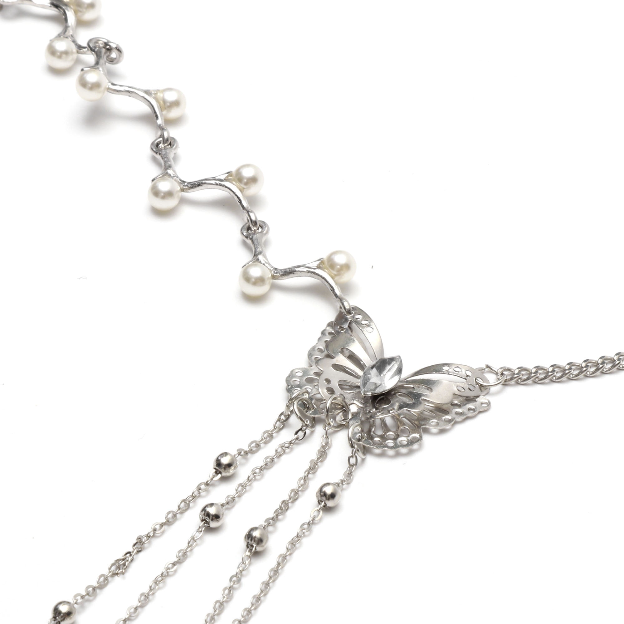Unique Bargains Headpiece Vintage Long Tassels Head Chain Silver Tone 1 Pc