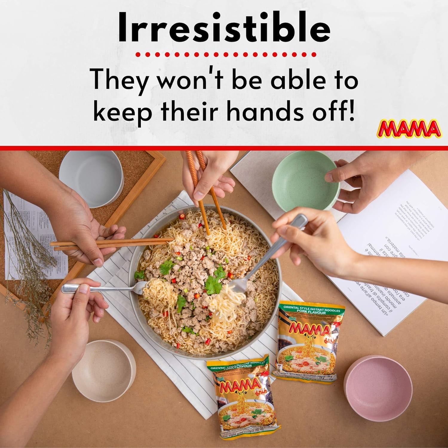 MAMA Oriental Style Instant Noodles Artificial Pork Flavor (2.12 oz ea.) - 30 Pack