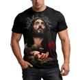 thumbnail image 2 of TrendOFT T Shirts for Man Jesus Graphic Printed Short Sleeve Crew Neck Casual Soft Fashion Daily Wear Mens Shirts Black L, 2 of 4