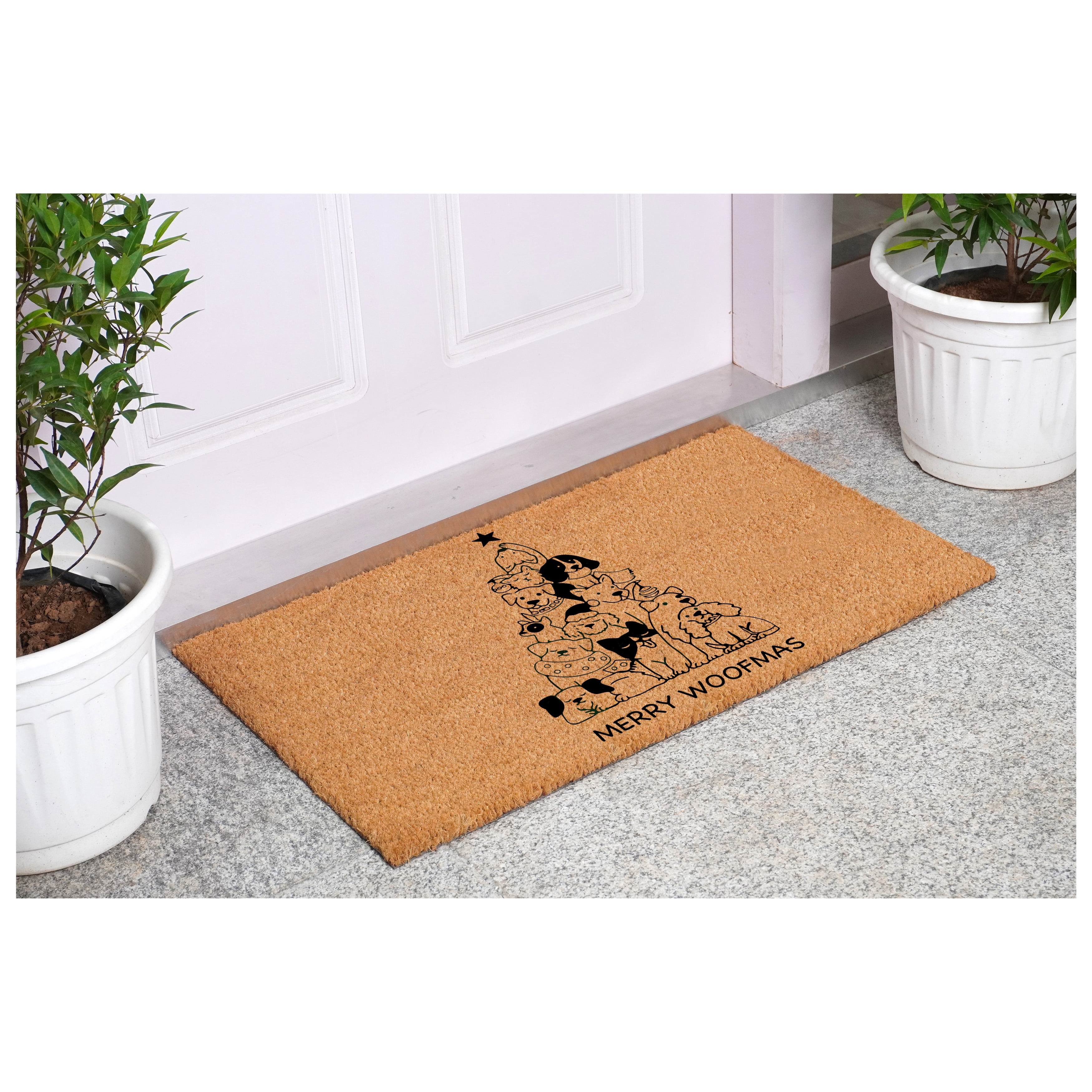 Christmas Dog Tree Doormat, 24" x 36"