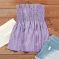 thumbnail image 5 of Tube Tops for Women Strapless Tops Summer Bandeau Tank Tops Gradient Tanks Smocked Ruffled Backless Sleeveless Shirts Purple M, 5 of 5