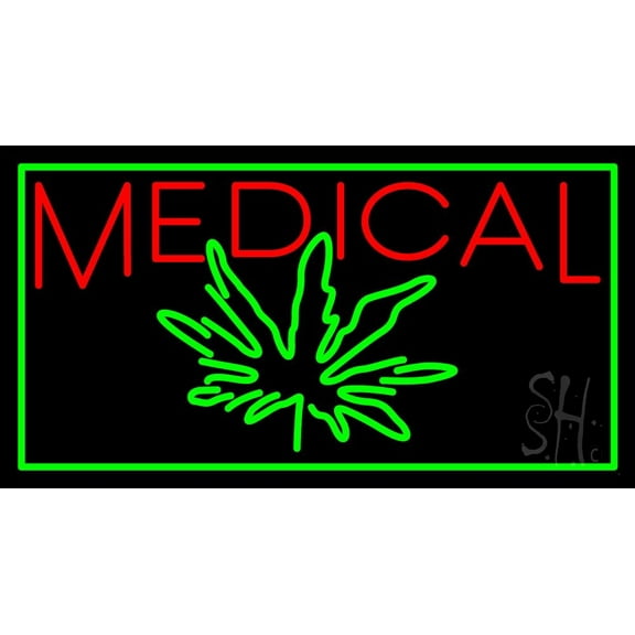 Medical Logo LED Neon Sign 20 x 37 - inches, Black Square Cut Acrylic Backing, with Dimmer - Bright and Premium built indoor LED Neon Sign for Defence Force.