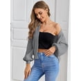 thumbnail image 5 of Womens Long Sleeve Sweater Casual Loose Knit Cardigan Multicolor Top Gray XL, 5 of 5