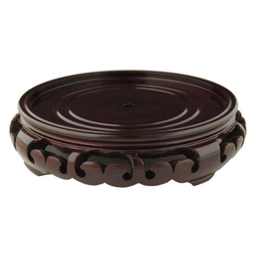 Carved Base Stand in Dark Rosewood Finish w Hole (4.5 in. Dia.)