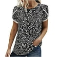 thumbnail image 2 of Puntoco Moda Mujer Cuello Redondo Manga Corta Blusa Estampada Otoño Causal Pullover tops Puntoco Puntoco-5422, 2 of 9