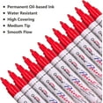 thumbnail image 2 of Red Permanent Paint Markers Pens, 12 Pack Waterproof Oil-Based Paint Pen Set Quick Dry and Permanent, Markers for Rock Painting, Stone, Ceramic, Wood, Fabric, Plastic, Canvas, Glass, Mugs, Tires, 2 of 7