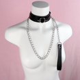 thumbnail image 2 of Slave Bondage Collar Luxury leather Neck Restraint Chain Leash BDSM Erotic Sex Toys For Women Couples Adult Games, 2 of 5