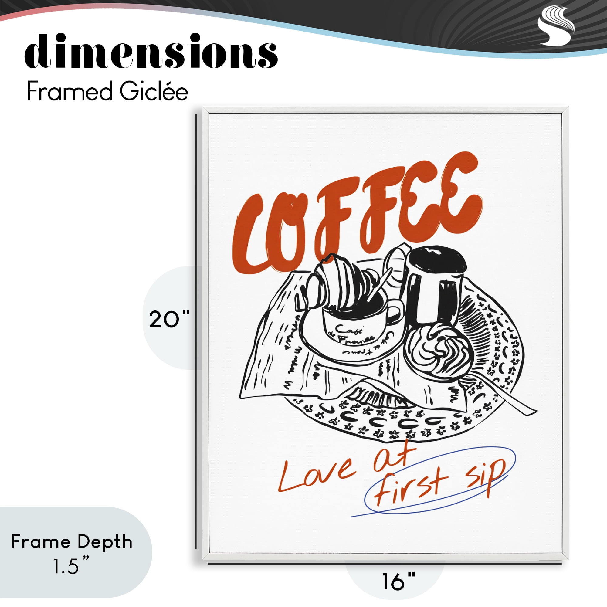 Stupell Industries Coffee Love At First Sip White Framed Giclee Art, design by The Prints Vibe