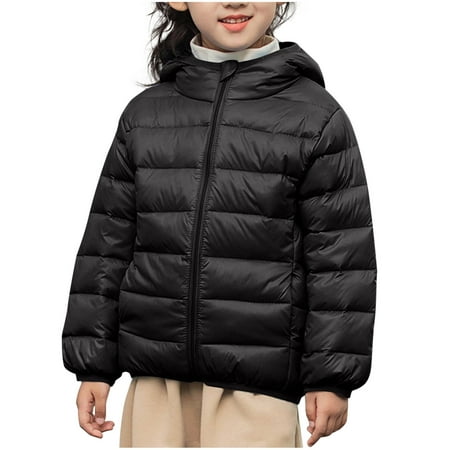 ZACPNCV Kids Winter Coat Girls Puffer Jacket Baby Warm Winter Coats Boys Packable Outerwear for School And Outdoor Activities Black 8-9 Years