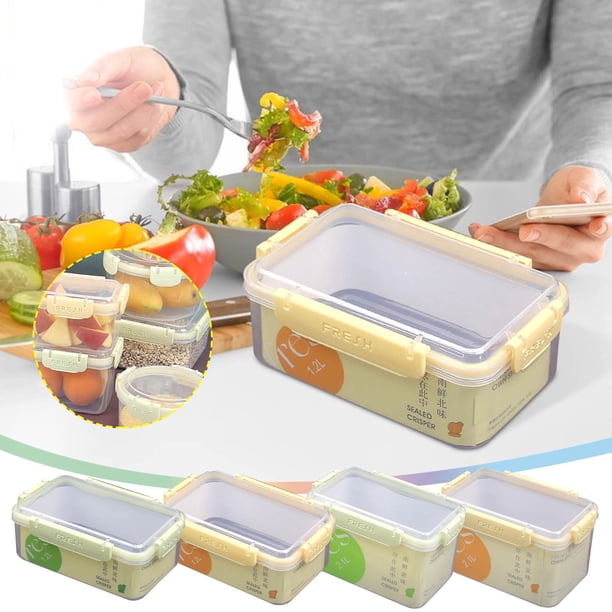 Recipientes para almacenamiento de alimentos con tapas - organizadores de frigoríficos impermeables de 1500 ml y 2100 ml, cajas de preparación de comidas para microondas de plástico espesado y sin