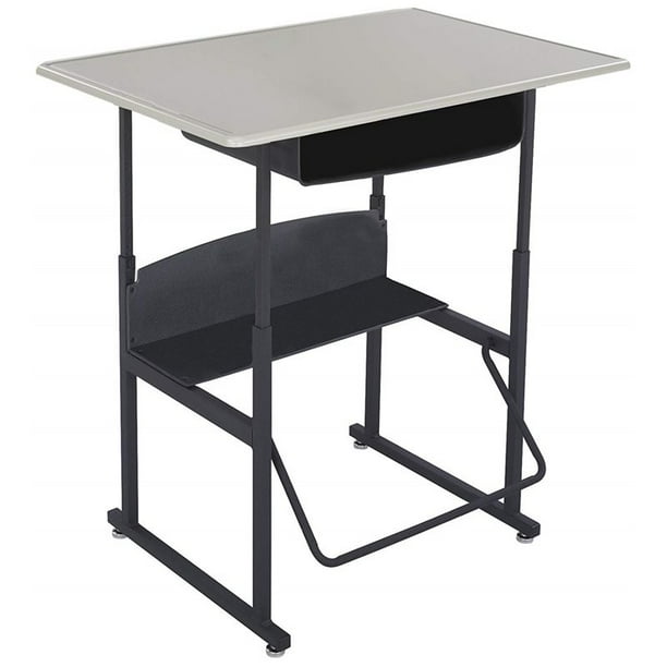 Pemberly Row 24" x 36" Height Adjustable Student Desk with Shelf, Book