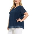 thumbnail image 5 of MODA NOVA Juniors' Plus Blouses Pin Dots Round Neck Basic Top, 5 of 6