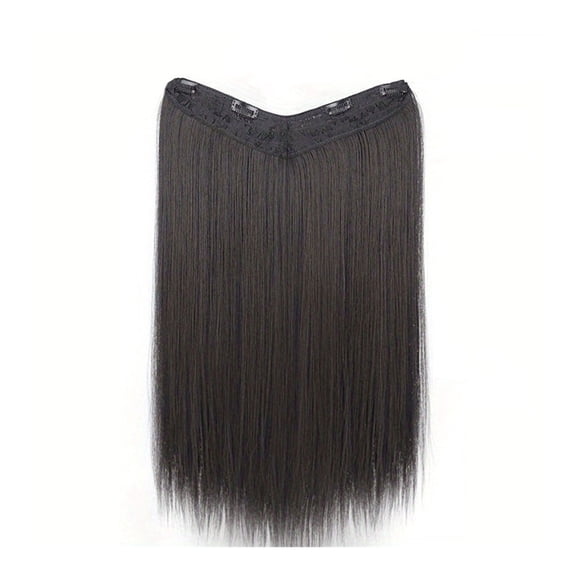 16-24" Long Straight Hair Extensions One Piece V-Shaped Clip In Hair Extensions Synthetic Straight Hair Clip In Extensions with 5 Clips for Women