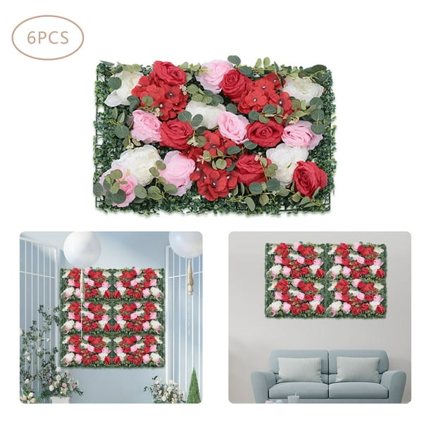 TFCFL 6pc Flower Wall Panels Artificial Flower Backdrop Wall Decor for