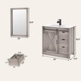 thumbnail image 2 of ChVans Farmhouse Bathroom Vanity with Sink & Faucet & Mirror, 36" Large Bathroom Vanity Cabinet Set with 3 Drawers and Sliding Barn Door, Freestanding Single Bath Storage Vanity Ceramic Sink,Grey, 2 of 8