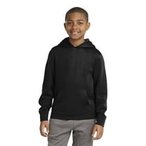 Sport-Tek Youth Sport Wick Fleece Hooded Pullover-XS (Black)