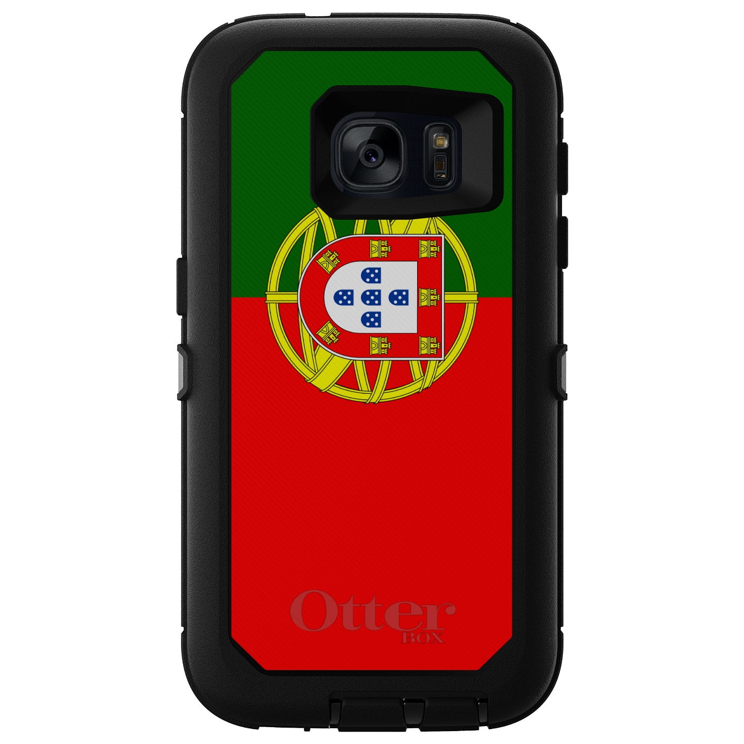 CUSTOM Black OtterBox Defender Series Case for Samsung Galaxy S7 Portugal Flag