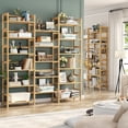 thumbnail image 3 of iSunirm Bookcase with Storage Home Decor Closet Organizers Toy Storage Triple Wide 6-Tier Bamboo 6ft Tall Bookcase with 17 Open Display Shelves Super Large Freestanding Book Shelf Natural, 3 of 6