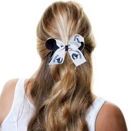 Vancouver Canucks Two-Tone Bow - Navy Blue/White - No Size