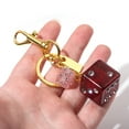 thumbnail image 5 of YANONELRY Fashion Pink Size Dice Crystal Drip Alphabet Keychain Student Red Good Luck Dice String Epoxy Gold Foil Resin Rhinestones Y2K Purse Accessorie, 5 of 7
