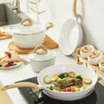 thumbnail image 3 of Vkoocy 6pcs Nonstick Ceramic Cookware Set, Non Stick Pots and Pans Set White Granite pattern, 3 of 9