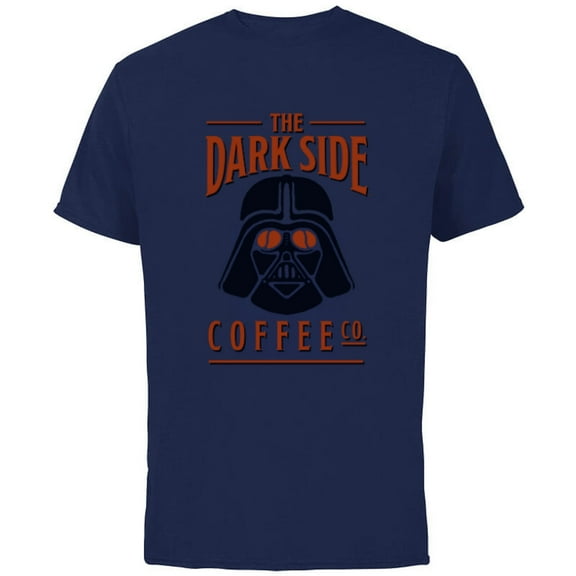 Star Wars Darth Vader The Dark Side Coffee Co Logo Funny - Short Sleeve Cotton T-Shirt for Adults - Customized-Navy