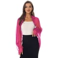 thumbnail image 2 of Kaerm Women's Sun Protection Arm Sleeves Chiffon Shawl Scarf Bolero Shrug Cardigan Sweater Hot Pink One Size, 2 of 7