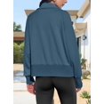 thumbnail image 4 of Women's Zip up Sweatshirt Collared Neck Long Sleeve Loose Casual Lightweight Jacket with Pockets, 4 of 5