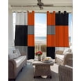 thumbnail image 6 of Burnt Orange Black Gray Kitchen Curtains Contemporary Geometric Plaid Cafe Short Curtains for Bathroom Blackout Window Curtain Grommet Small Window Treatment Drapes for Bedroom Living Room 42"x45"x2, 6 of 9