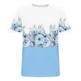 thumbnail image 4 of Plus Size Tops Short Sleeve Out Round Neck T-Shirt T Shirts Light Blue XXL, 4 of 4