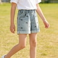 thumbnail image 4 of Sonxahe Toddler Girl's High Rise Denim Shorts Slim Fit Washed Summer Casual Shorts,Blue, 4 of 8