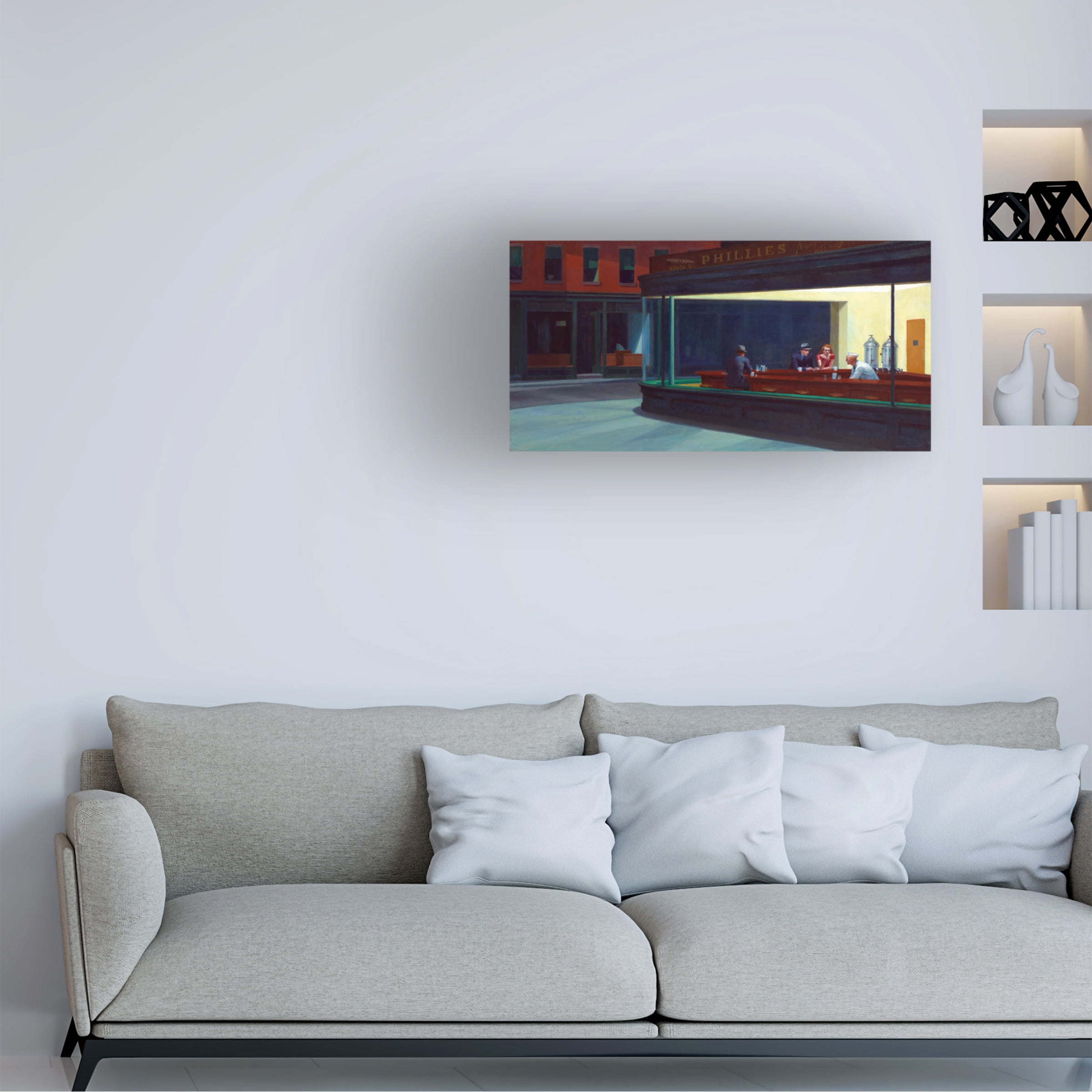 Trademark Fine Art Edward Hopper Nighthawks Canvas Wall Art - 24x47