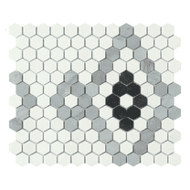 10-Pieces of Thassos White, Black and Calacatta Grey Marble Mosaic Wall and Floor Tiles
